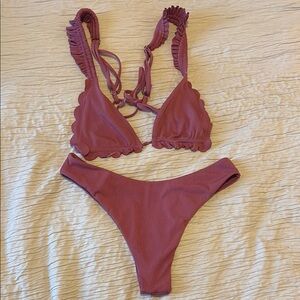 Zaful Scalloped Bikini in Mauve